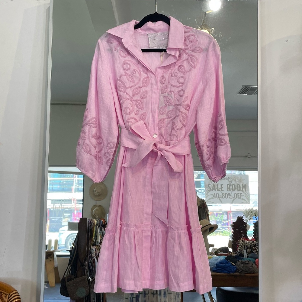 Temptation Positano Kolyma Mini Dress in Pink Embroidery